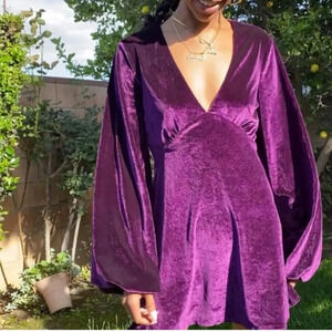 Tularosa Purple Velvet Long Sleeve Mini Dress size XS
